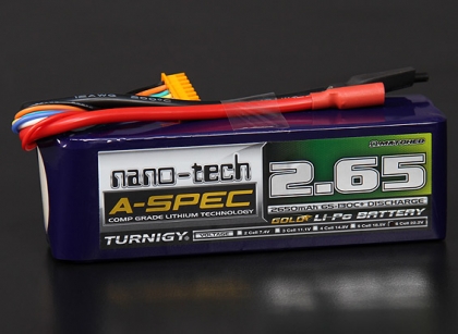 Turnigy nano-tech A-SPEC 2650mah 6S 65~130C Lipo Pack